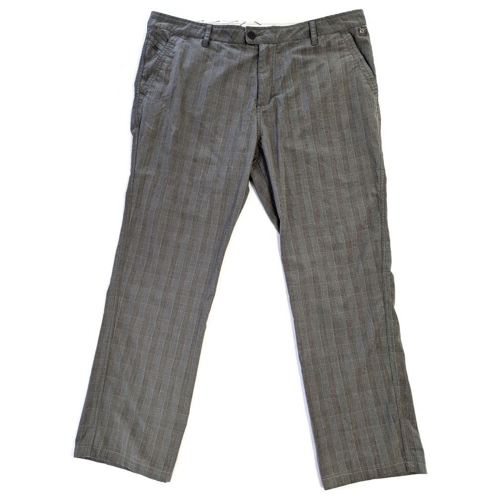 Quiksilver Mens Plaid Flat Front Straight Leg Pants Grey N105575 Size 40x30